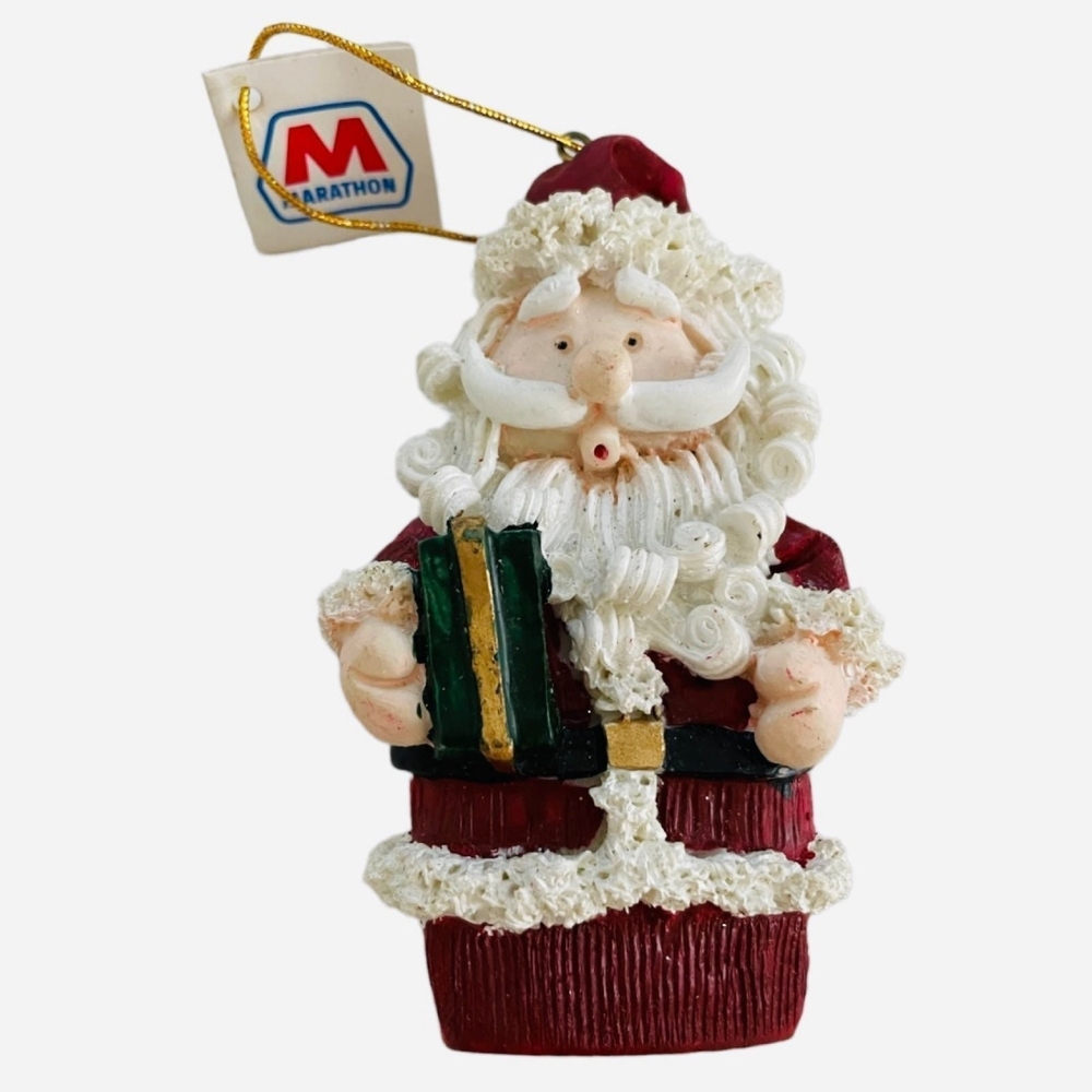 Vintage 2001 Marathon Santa Claus Ceramic Christmas Ornament Holiday Decor
